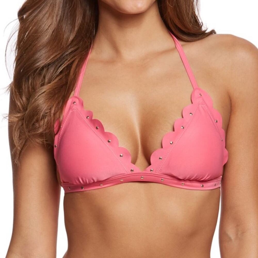 Kate Spade Women's Petunia Pink Morro Bay Triangle Halter Bikini Swim Top sz XS